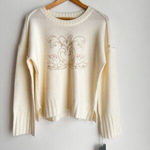 Haute Hippie Ivory Cream Swan Super Soft Pullover Sweater M